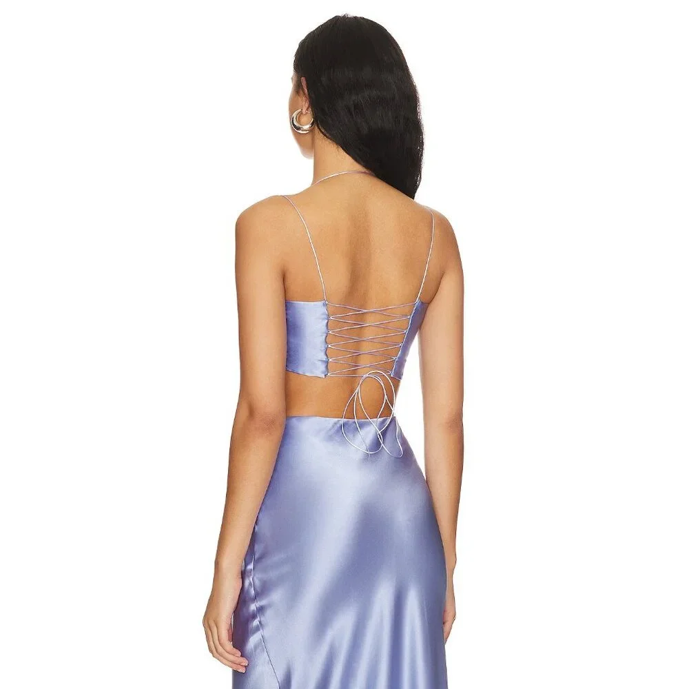Natalie Rolt Tiffany Crop Top in Bluebell Silk - Picture 3 of 4